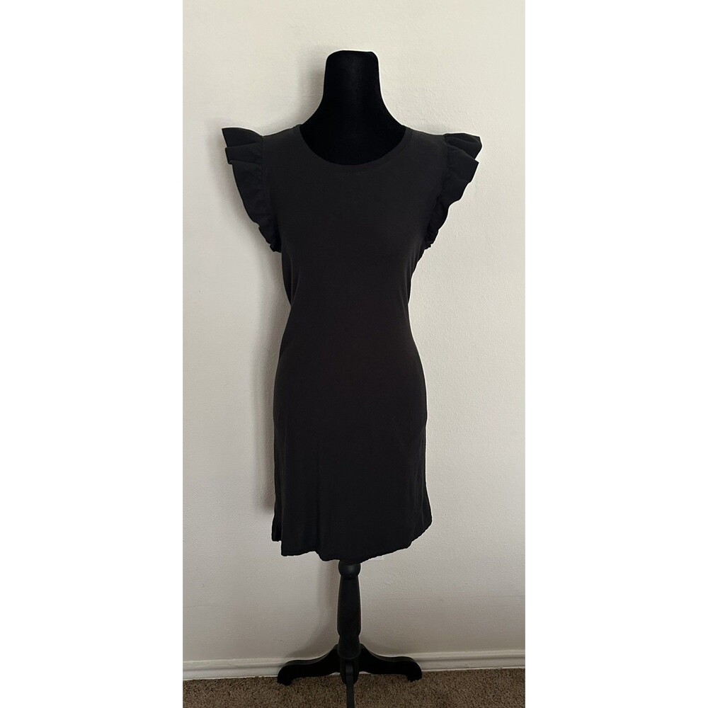 Nation LTD Elliot Fused Ruffle Women’s Dress Black /Dark Gray Size S Pima Cotton - Picture 2 of 13
